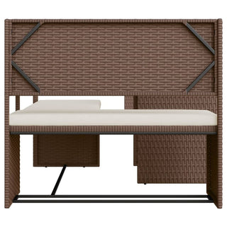 vidaXL Garden Sofa with Table and Cushions L-Shaped Brown Poly Rattan - 362346 - Sofa In Store
