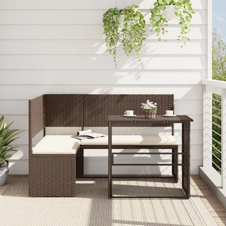 vidaXL Garden Sofa with Table and Cushions L-Shaped Brown Poly Rattan - 362346 - Sofa In Store