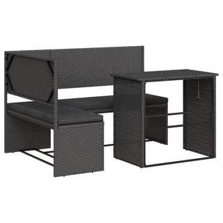 vidaXL Garden Sofa with Table and Cushions L-Shaped Black Poly Rattan - 362347 - Sofa In Store