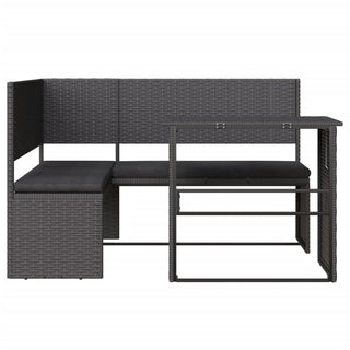 vidaXL Garden Sofa with Table and Cushions L-Shaped Black Poly Rattan - 362347 - Sofa In Store