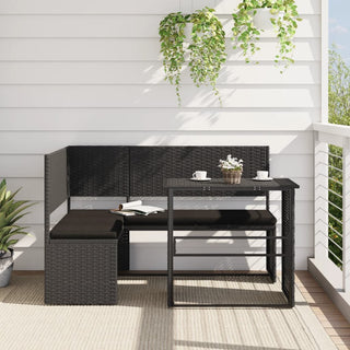 vidaXL Garden Sofa with Table and Cushions L-Shaped Black Poly Rattan - 362347 - Sofa In Store