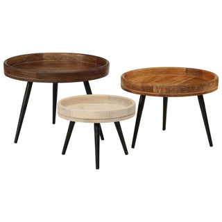 vidaXL Round Coffee Tables 3 pcs Solid Wood Mango - Sofa In Store