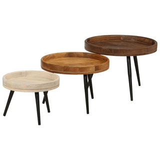 vidaXL Round Coffee Tables 3 pcs Solid Wood Mango - Sofa In Store