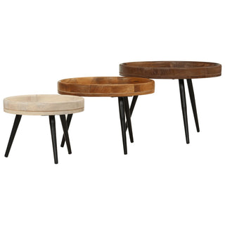 vidaXL Round Coffee Tables 3 pcs Solid Wood Mango - Sofa In Store