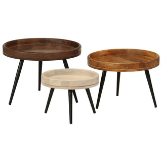 vidaXL Round Coffee Tables 3 pcs Solid Wood Mango - Sofa In Store