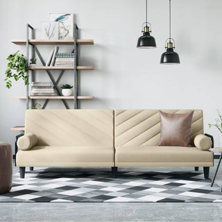 vidaXL Sofa Bed with Armrests Cream Fabric - Sofa In Store