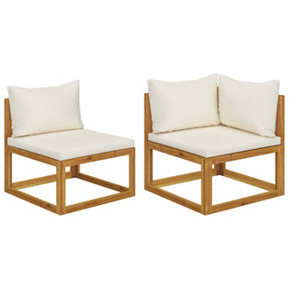 vidaXL 2 Piece Sofa Set with Cream White Cushions Solid Wood Acacia - Sofa In Store