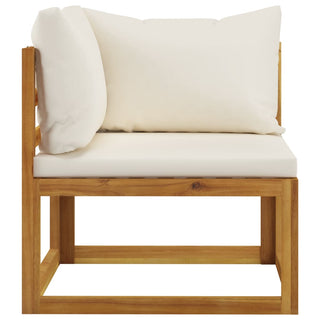 The vidaXL SOFAINSTORE 2 Seater Outdoor Sofa Set features solid acacia wood, thick cream cushions, and a modern minimalist design with clean lines—perfect to pair with the matching 2 Piece Sofa Set.