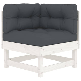 vidaXL Corner Sofa with Cushions White Solid Wood Pine - 825423
