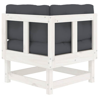 vidaXL Corner Sofa with Cushions White Solid Wood Pine - 825423