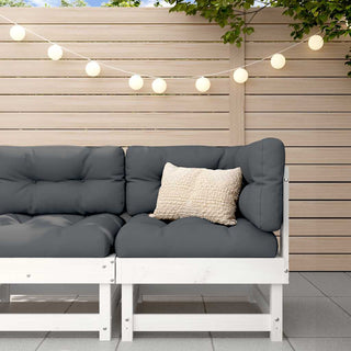 vidaXL Corner Sofa with Cushions White Solid Wood Pine - 825423
