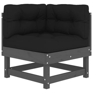 vidaXL Corner Sofa with Cushions Grey Solid Wood Pine - 825424