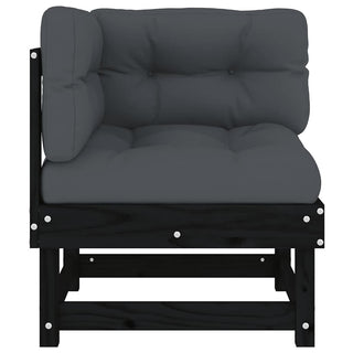vidaXL Corner Sofa with Cushions Black Solid Wood Pine - 825426