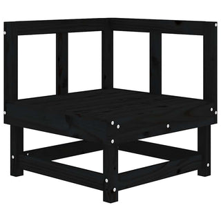 vidaXL Corner Sofa with Cushions Black Solid Wood Pine - 825426