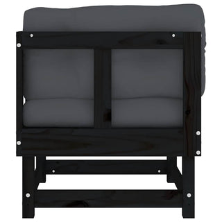 vidaXL Corner Sofa with Cushions Black Solid Wood Pine - 825426