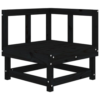 vidaXL Corner Sofa with Cushions Black Solid Wood Pine - 825426