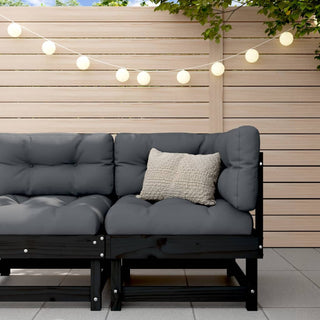 vidaXL Corner Sofa with Cushions Black Solid Wood Pine - 825426