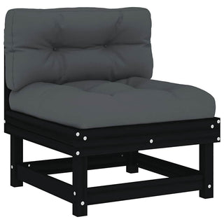 vidaXL Middle Sofa with Cushions Black Solid Wood Pine - 825433