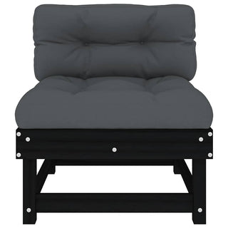 vidaXL Middle Sofa with Cushions Black Solid Wood Pine - 825433