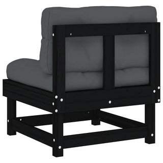 vidaXL Middle Sofa with Cushions Black Solid Wood Pine - 825433