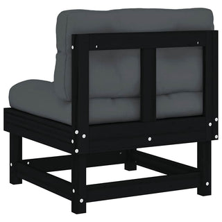 vidaXL Middle Sofa with Cushions Black Solid Wood Pine - 825433