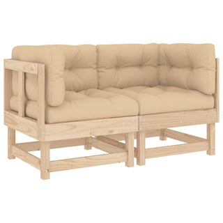 vidaXL Corner Sofas with Cushions 2 pcs Solid Wood Pine - 825450