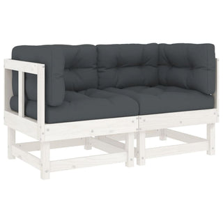 vidaXL Corner Sofas with Cushions 2 pcs White Solid Wood Pine - 825451