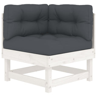 vidaXL Corner Sofas with Cushions 2 pcs White Solid Wood Pine - 825451
