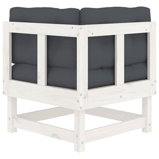 vidaXL Corner Sofas with Cushions 2 pcs White Solid Wood Pine - 825451