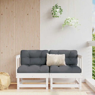 vidaXL Corner Sofas with Cushions 2 pcs White Solid Wood Pine - 825451