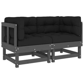 vidaXL Corner Sofas with Cushions 2 pcs Grey Solid Wood Pine - 825452