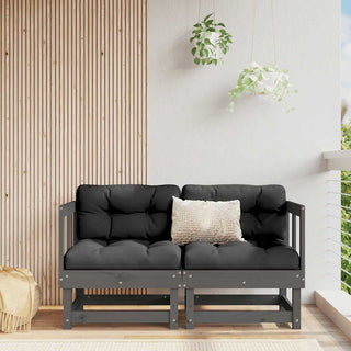 vidaXL Corner Sofas with Cushions 2 pcs Grey Solid Wood Pine - 825452