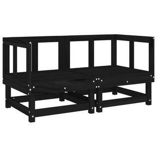 vidaXL Corner Sofas with Cushions 2 pcs Black Solid Wood Pine - 825454