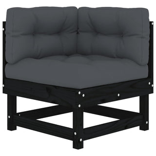 vidaXL Corner Sofas with Cushions 2 pcs Black Solid Wood Pine - 825454