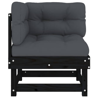 vidaXL Corner Sofas with Cushions 2 pcs Black Solid Wood Pine - 825454