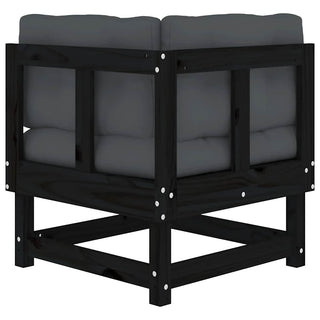 vidaXL Corner Sofas with Cushions 2 pcs Black Solid Wood Pine - 825454