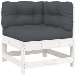 vidaXL Corner Sofa with Cushions White Solid Wood Pine - 825542
