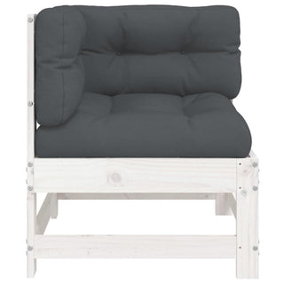 vidaXL Corner Sofa with Cushions White Solid Wood Pine - 825542