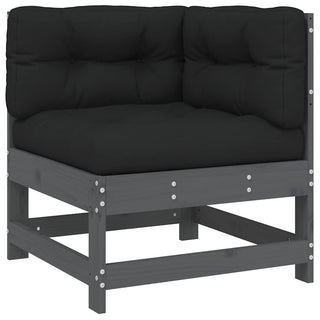vidaXL Corner Sofa with Cushions Grey Solid Wood Pine - 825543