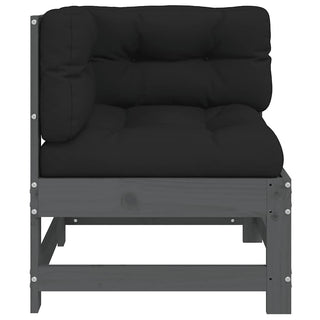 vidaXL Corner Sofa with Cushions Grey Solid Wood Pine - 825543