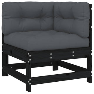 vidaXL Corner Sofa with Cushions Black Solid Wood Pine - 825545