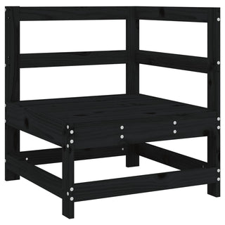 vidaXL Corner Sofa with Cushions Black Solid Wood Pine - 825545