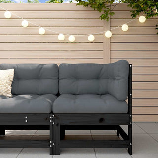 vidaXL Corner Sofa with Cushions Black Solid Wood Pine - 825545