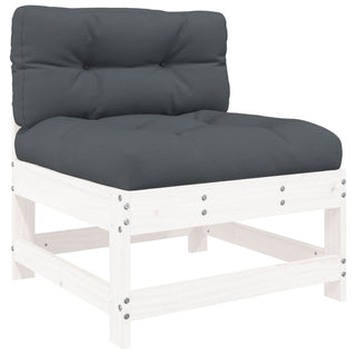 vidaXL Middle Sofa with Cushions White Solid Wood Pine - 825549 - Sofa In Store