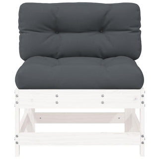 vidaXL Middle Sofa with Cushions White Solid Wood Pine - 825549 - Sofa In Store
