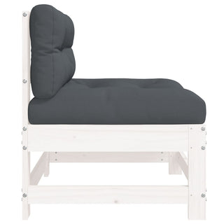 vidaXL Middle Sofa with Cushions White Solid Wood Pine - 825549 - Sofa In Store