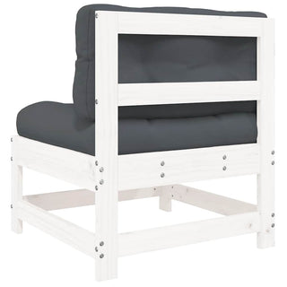 vidaXL Middle Sofa with Cushions White Solid Wood Pine - 825549 - Sofa In Store
