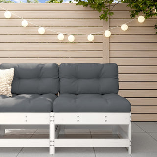 vidaXL Middle Sofa with Cushions White Solid Wood Pine - 825549 - Sofa In Store