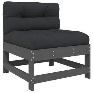 vidaXL Middle Sofa with Cushions Grey Solid Wood Pine - 825550 - Sofa In Store