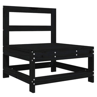 vidaXL Middle Sofa with Cushions Black Solid Wood Pine - 825552